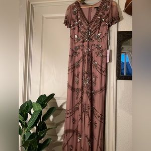 NWT mauve Anthropologie embellished gown